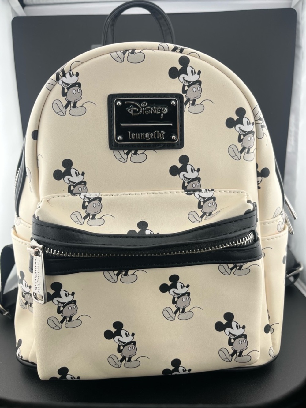 Loungefly Cream & Black Mickey Mouse Mini Backpack